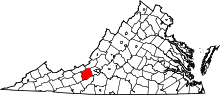 Map of Virginia highlighting Montgomery County.svg