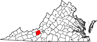 Locatie van Montgomery County in Virginia
