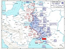 Carte en anglais montrant l'avancée soviétique entre Don et Dniepr entre juillet et décembre 1943.