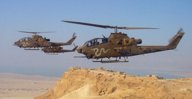 AH-1Fs of the Israeli Defence Force over Masada