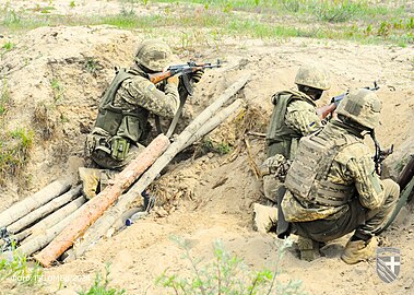 訓練中の第150独立機械化旅団の兵士