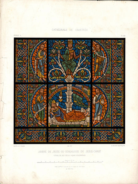 File:Monografie de la Cathedrale de Chartres - Atlas - Vitrail del arbre de Jesse Feuille A - Chromolithographie.jpg