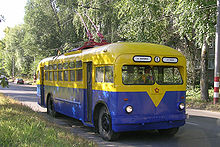 Preserved ZiU/Trolza MTB-82 trolleybus number 57 photographed at the Nizhny Novgorod Museum of Electric Transport in 2005. Photo by Sergei Filatov [Sergei Filatov]. Mtb82 nn.jpg