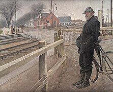 Laurits Andersen Ring, "Rongi ootamas. Raudteeülesõit Roskilde maanteel" (1914)