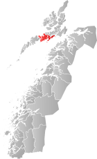 Locator map showing Vågan within Nordland