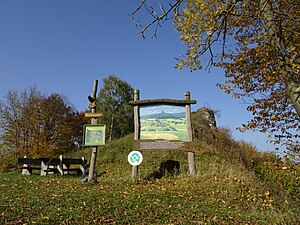 Information boards and resting place for hikers at the Mühlstein.