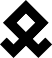 Othala rune (left). Symbol used by far-right groups derived from the historical othala rune by adding feet or wings (right)