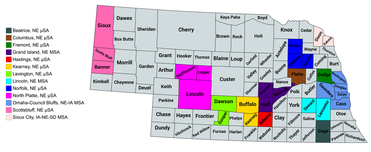 Nebraska statistical areas Wikipedia