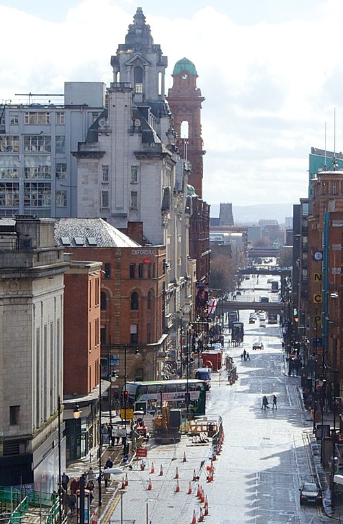 Oxford Street (foreground) and Oxford Road (in the distance)
