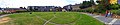 Panorama view of the Dubhlinn Gardens, showing the Coach House (centre) and the Chester Beatty Library (right)