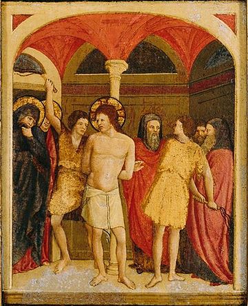 Paolo Schiavo, The Flagellation, oil on panel, 1430s Paolo Schiavo - The Flagellation.jpg