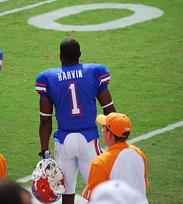 Harvin standing on the sidelines while playing for the Gators Percy harvin.jpg
