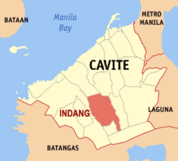 Bản đồ Cavite với vị trí của Indang.