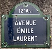 Plaque Avenue Émile Laurent - Paris XII (FR75) - 2021-05-21 - 1.jpg