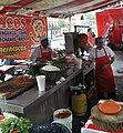 * Nomination Street food at Plaza Solidaridad Market near Alameda Central park: meat stand. By User:Jarekt --Jarekt 17:47, 22 July 2015 (UTC)*  Comment tilted ccw, a bit less shadows would enhance the image --Hubertl 18:20, 22 July 2015 (UTC) * Decline Better composition than the one below but still contrast problems --Daniel Case 19:03, 25 July 2015 (UTC)