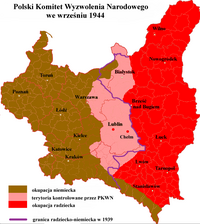 polska lubelska mapa Polski Komitet Wyzwolenia Narodowego Wikipedia Wolna Encyklopedia polska lubelska mapa