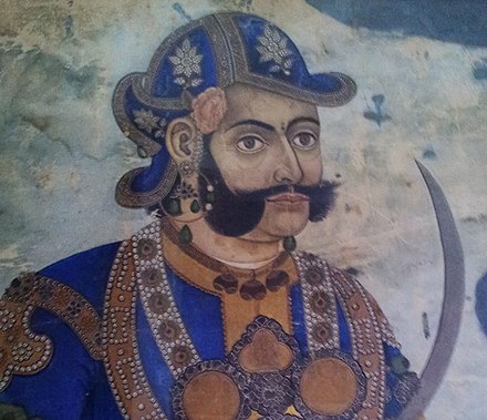Mathabar Singh Thapa, shown with sideburns of the style worn by Hindu Kshatriya military commanders in the Indian subcontinent.