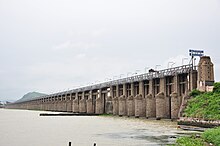 Prakasam Barrage at Vijayawada across Krishna River
