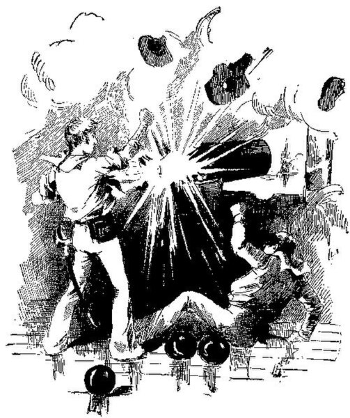 A cannon explodes during the pursuit of HMS Belvidera