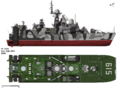 2 view drawing of a Russian project 1239 Guided Missile Craft / with notes