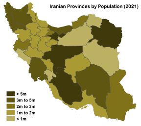Population of Iranian provinces and counties in 2021.