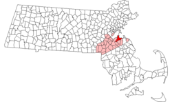 Location in Norfolk County, Massachusetts