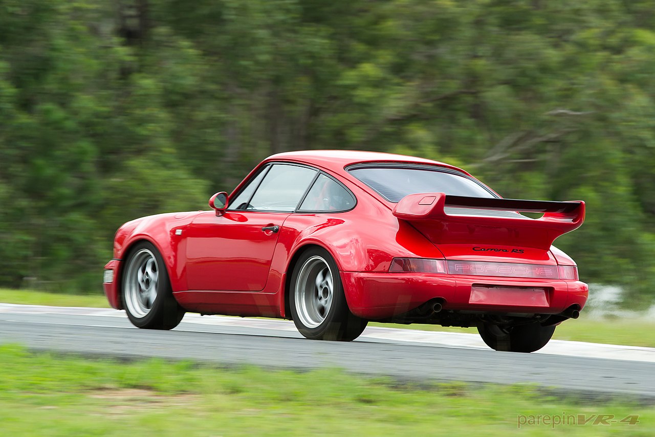 Image of Red 964 Carrera RS with RS 3.8 rear wing