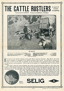 Dépliant de sortie pour LE BÉTAIL RUSTLERS, 1912.jpg