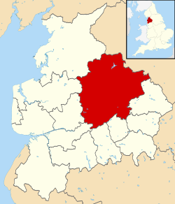 Ribble Valley shown within Lancashire and England
