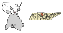 Comitatul Robertson Tennessee Zonele încorporate și necorporate Ridgetop Evidențiat 4763140.svg