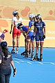 Deutsch: Badminton bei den Olympischen Jugendspielen 2018; Tag 2, 8. Oktober 2018; Halfinale Jungen Lauf 1 English: Roller speed skating at the 2018 Summer Youth Olympics; day 2, 8 October 2018 – Girls Semifinals run 1