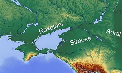 Map 9: Roxolani, Siraces and Aorsi in the 4th century BC. Roxolani, Siraces, Aorsi.jpg