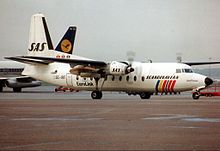 A Fokker F27-600 Friendship at Hamburg Airport in 1989 SAS Eurolink F-27-600.jpg