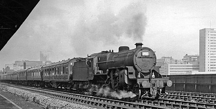 Westbound empty stock train passing Salford Station in 1963