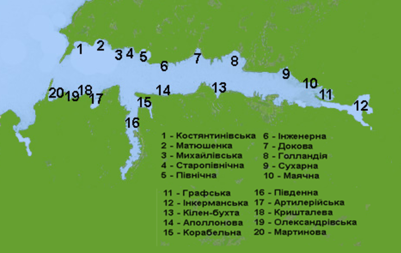 Бухты севастополя карта с названиями