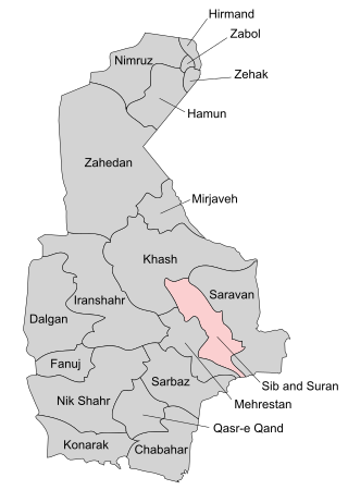 <span class="mw-page-title-main">Sib and Suran County</span> County in Sistan and Baluchestan province, Iran