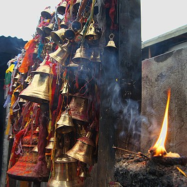 Smoke of incense being burned at Muktinath Temple, Nepal