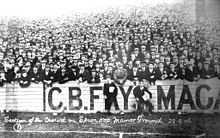 English football fans in 1906, Manor Ground in Plumstead, south east London Spion Kop, Manor Ground.jpg