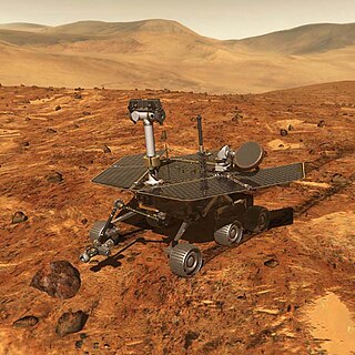 Immagine generata dal computer di uno dei due rover esplorativi marziani che atterrarono sul pianeta nel 2004