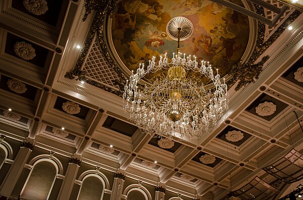Detail of the auditorium crystal chandelier