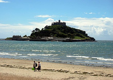 St. Michael's Mount lies offshore close to Penzance.