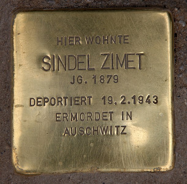 File:Stolperstein Am Wieselbau 26 (Zehld) Sindel Zimet.jpg