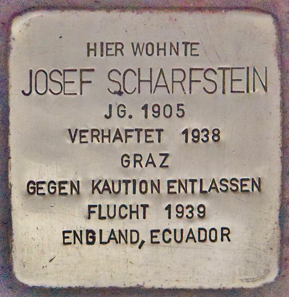 File:Stolperstein für Josef Scharfstein (Graz).jpg