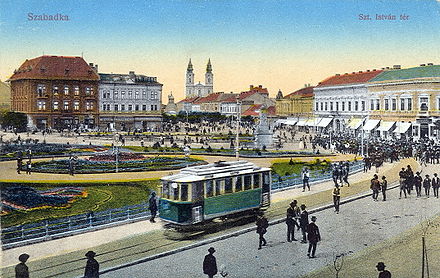 Subotica tram system on a postcard from 1914