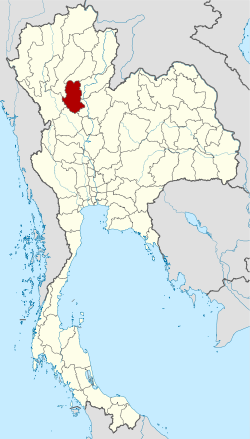 แผนที่ประเทศไทย จังหวัดสุโขทัยเน้นสีแดง
