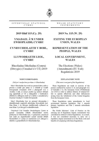 File The Elections Wales Amendment Eu Exit Regulations 19 Wsi 19 115 Qp Pdf Wikimedia Commons