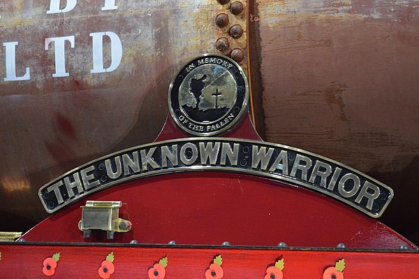 The Unknown Warrior's drivers side nameplate with the new crest placed above it replacing the RBL's crest which needed to be removed.