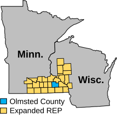 The geographic region of the Expanded Rochester Epidemiology Project (REP).svg