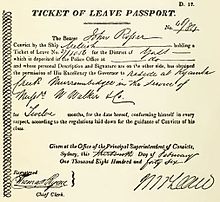 NSW Colonial Government - 1846 Convict Ticket of Leave Passport Ticket of Leave Passport.jpg