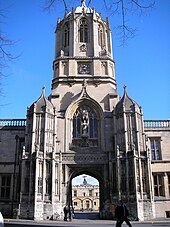 View of the main entrance of Christ Church, Oxford with Tom Tower above from Pembroke Square. Tom Tower (Oxford, England).JPG